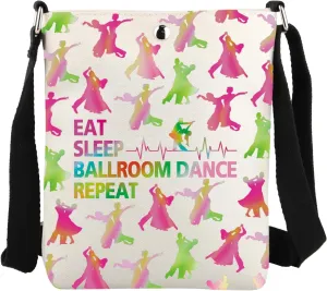 JYTAPP Ballroom Dance Heartbeat Crossbody Bag Ballroom Dancer Bag Eat Sleep Ballroom Dance Repeat Ballroom Dancing Lover Gift