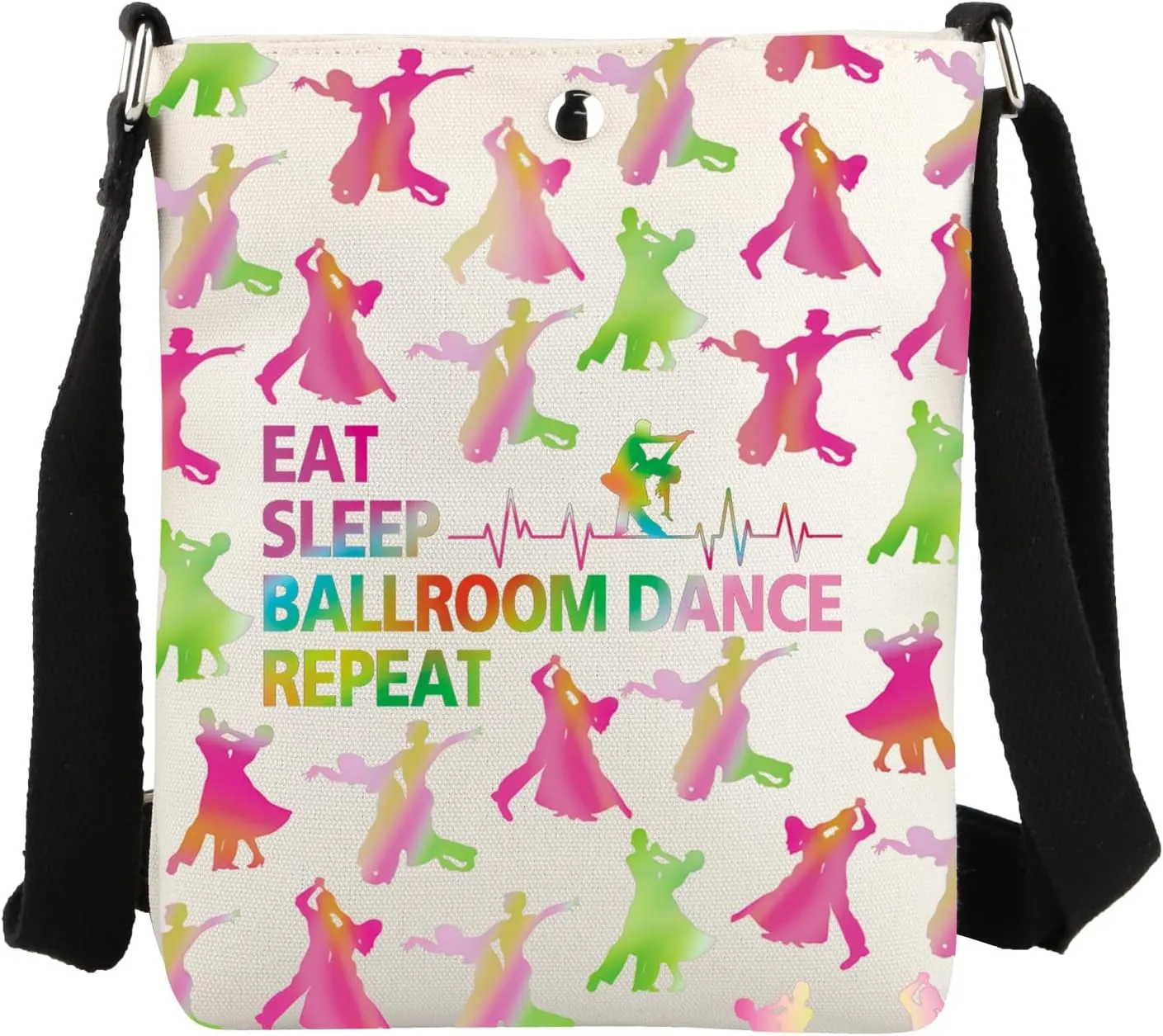 JYTAPP Ballroom Dance Heartbeat Crossbody Bag Ballroom Dancer Bag Eat Sleep Ballroom Dance Repeat Ballroom Dancing Lover Gift