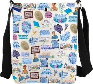 JYTAPP Book Lover Crossbody Bag Jane Inspired Literary Purse for Women Classic Novel Obstinate Reading Quote Bookish Bag