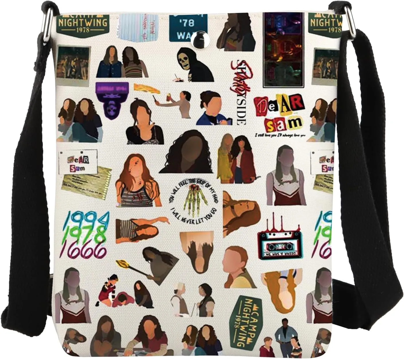 JYTAPP Fear 1978 Street TV Show Inspired Gifts Horror TV Themed Characters Crossbody Bag Horror Scare Film Gift