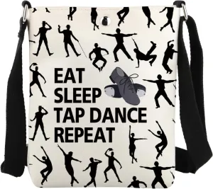 JYTAPP Tap Dancing Crossbody Bag Eat Sleep Tap Dance Repeat Crossbody Purse Bag for Tap Dance Lovers Gifts