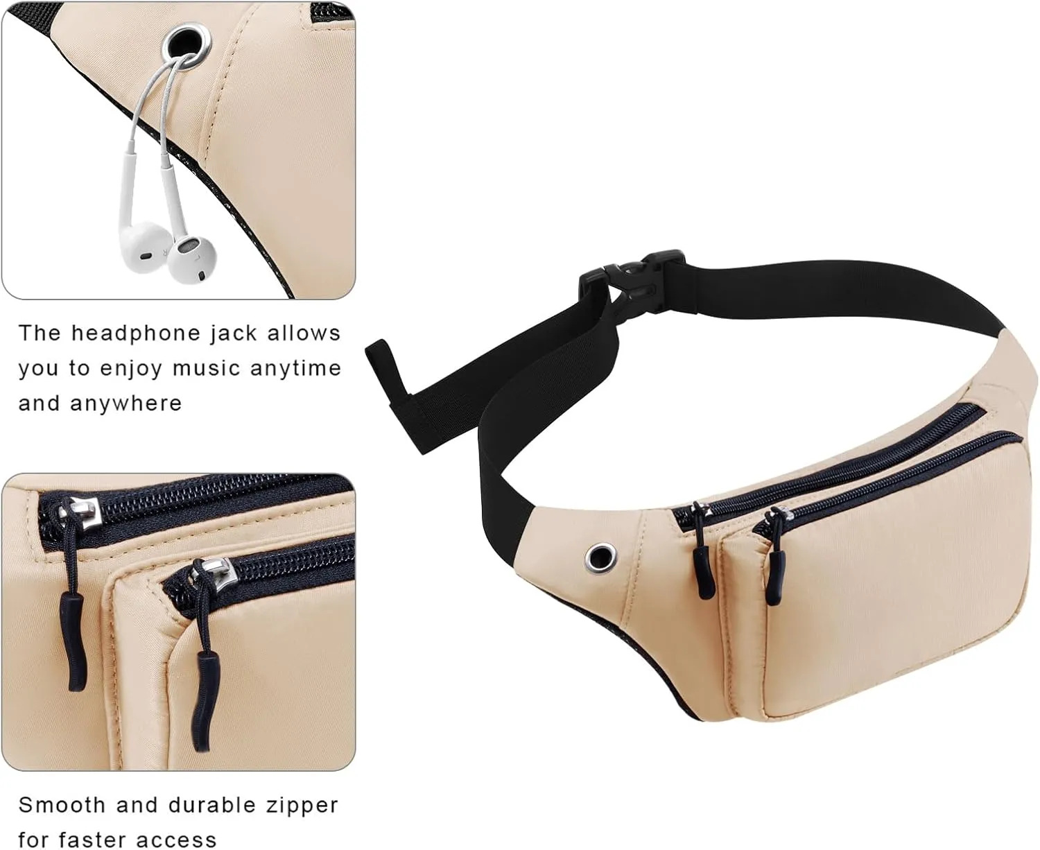 KAMO Fanny Pack, Waist Bag Sling Backpack Water Resistant Durable Polyester Small Waist Bag
