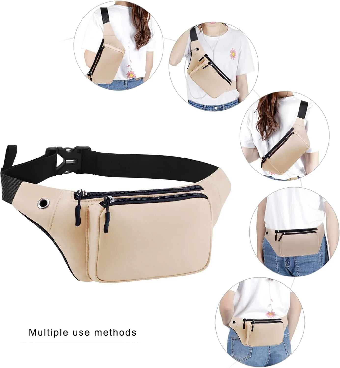 KAMO Fanny Pack, Waist Bag Sling Backpack Water Resistant Durable Polyester Small Waist Bag
