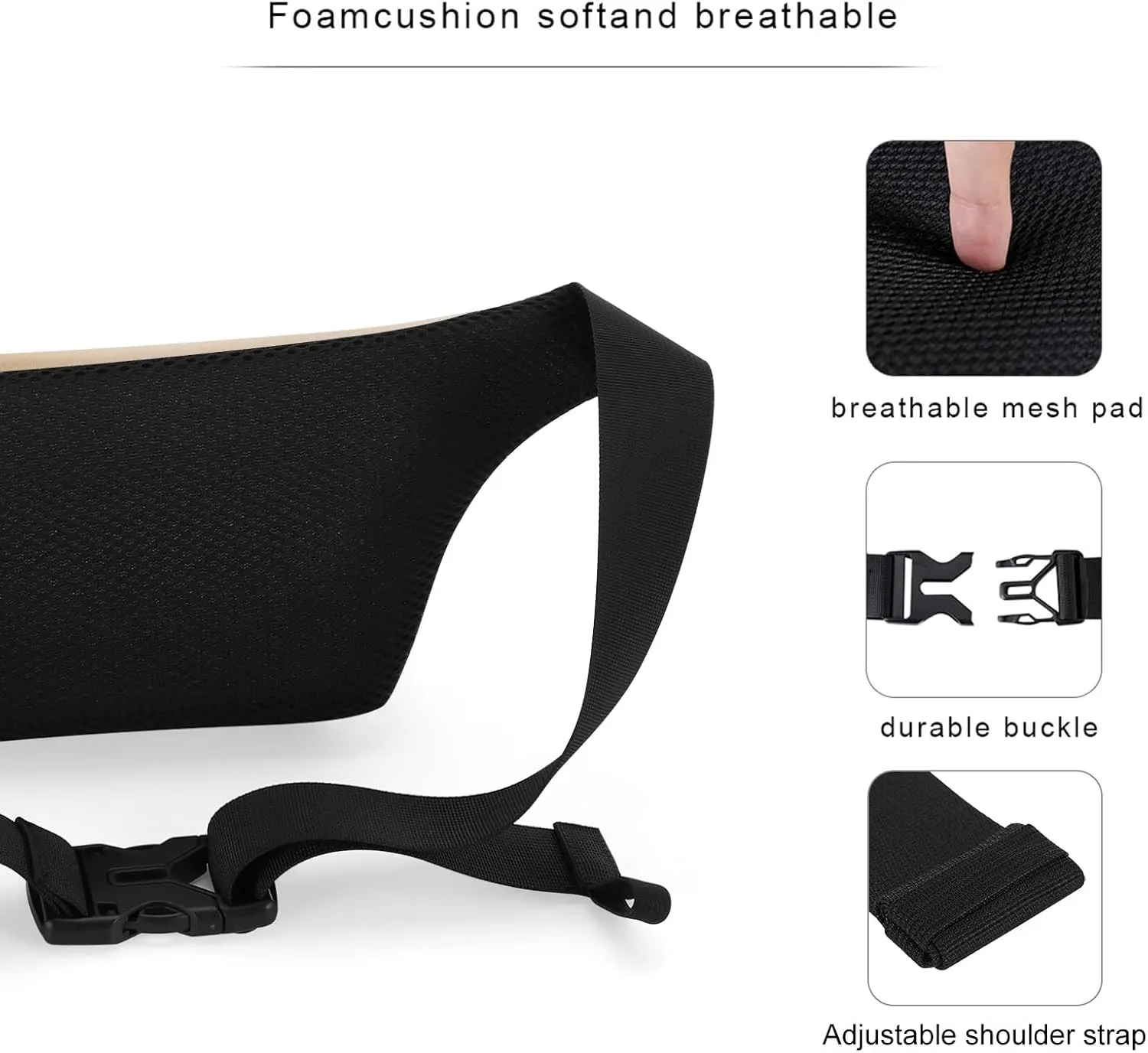 KAMO Fanny Pack, Waist Bag Sling Backpack Water Resistant Durable Polyester Small Waist Bag