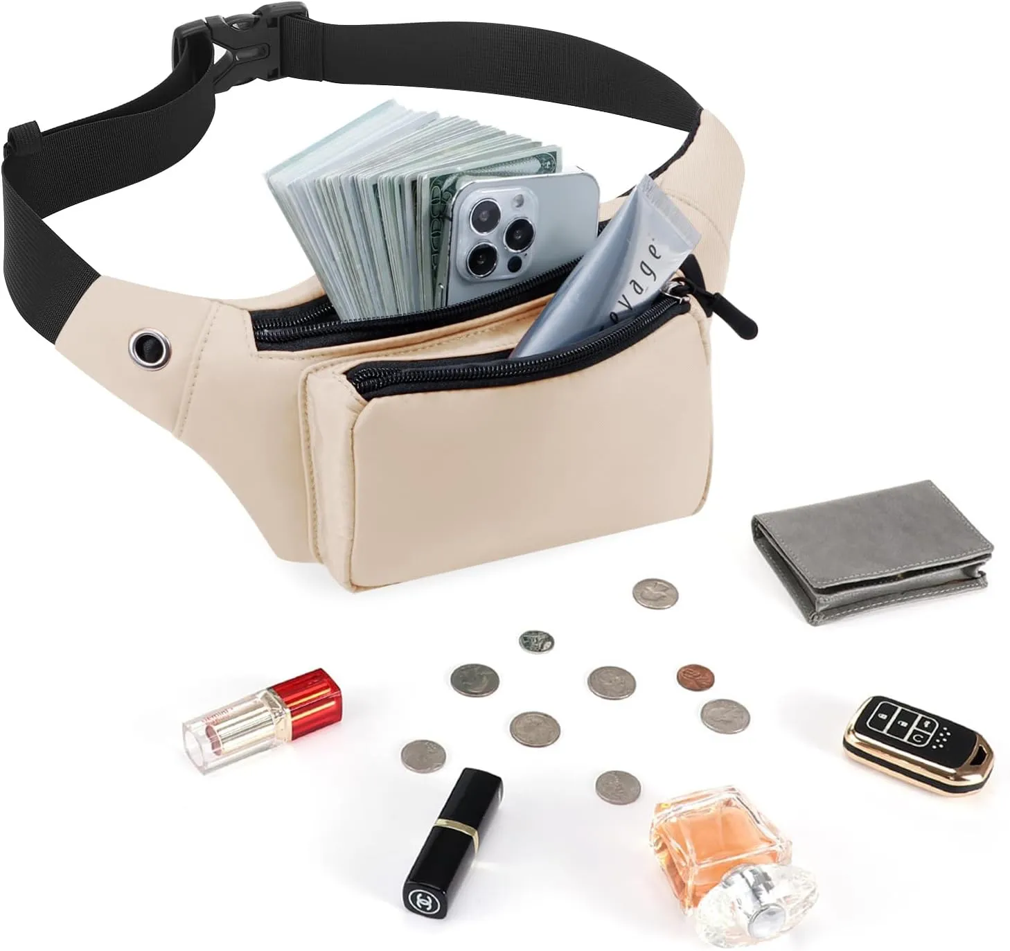 KAMO Fanny Pack, Waist Bag Sling Backpack Water Resistant Durable Polyester Small Waist Bag