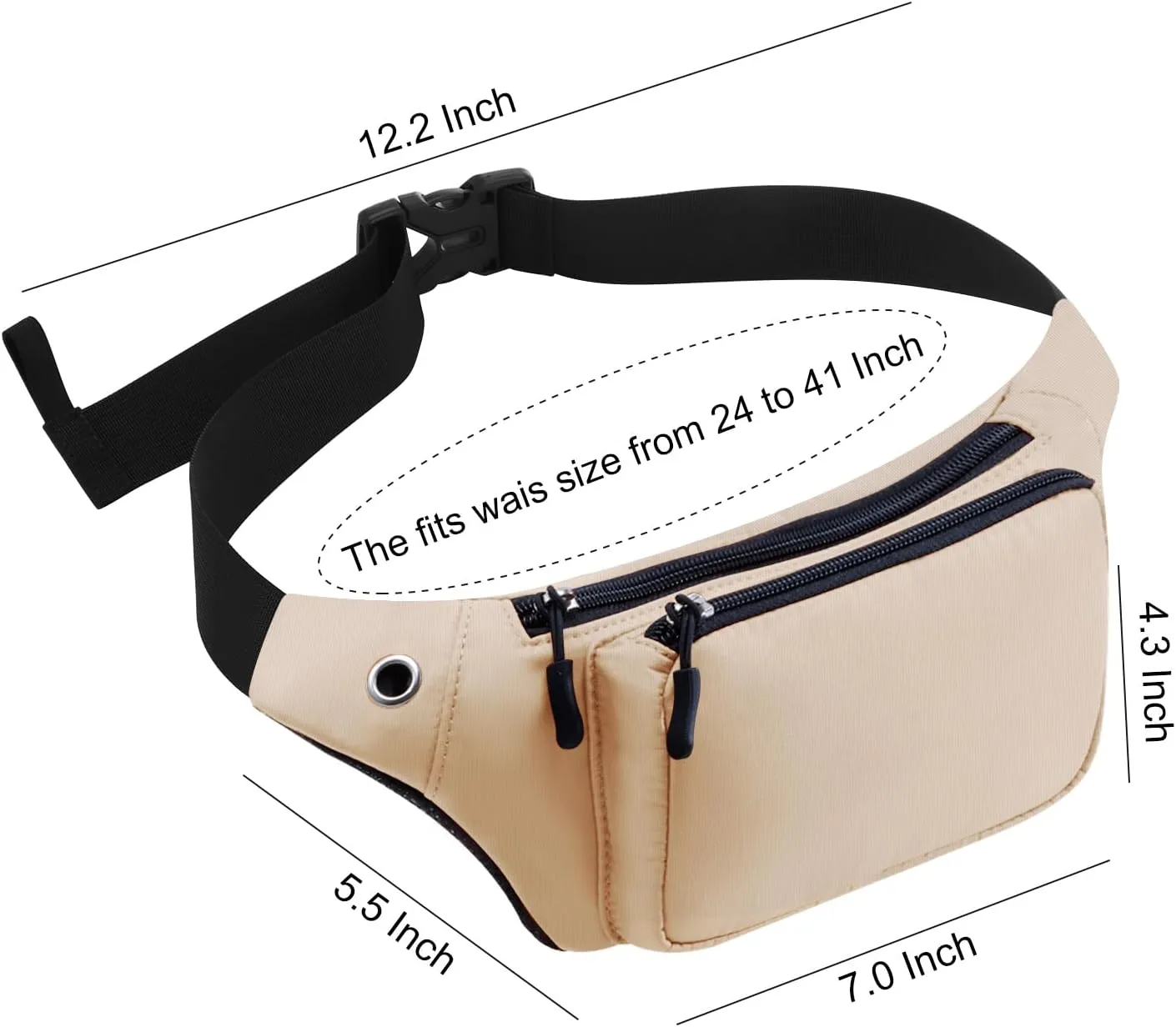 KAMO Fanny Pack, Waist Bag Sling Backpack Water Resistant Durable Polyester Small Waist Bag
