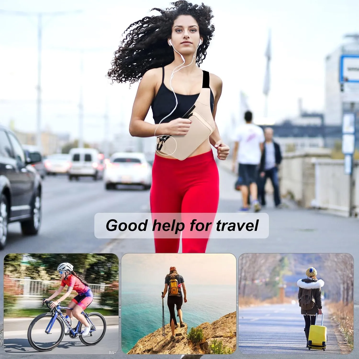 KAMO Fanny Pack, Waist Bag Sling Backpack Water Resistant Durable Polyester Small Waist Bag