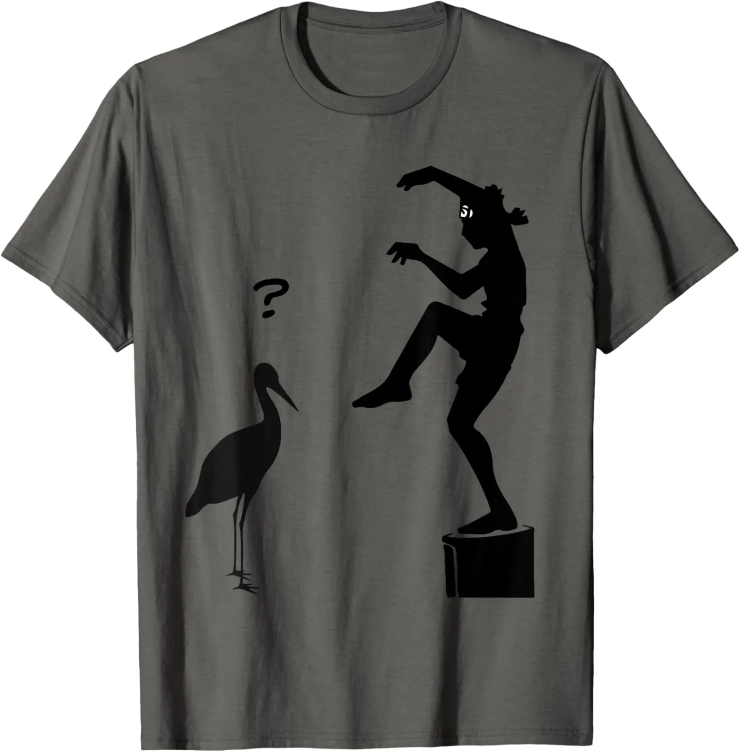 Karate Teen And The Pacific Ocean Beach With Cute Crane T-Shirt
