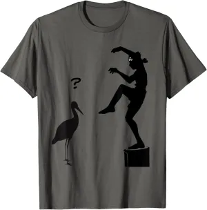 Karate Teen And The Pacific Ocean Beach With Cute Crane T-Shirt