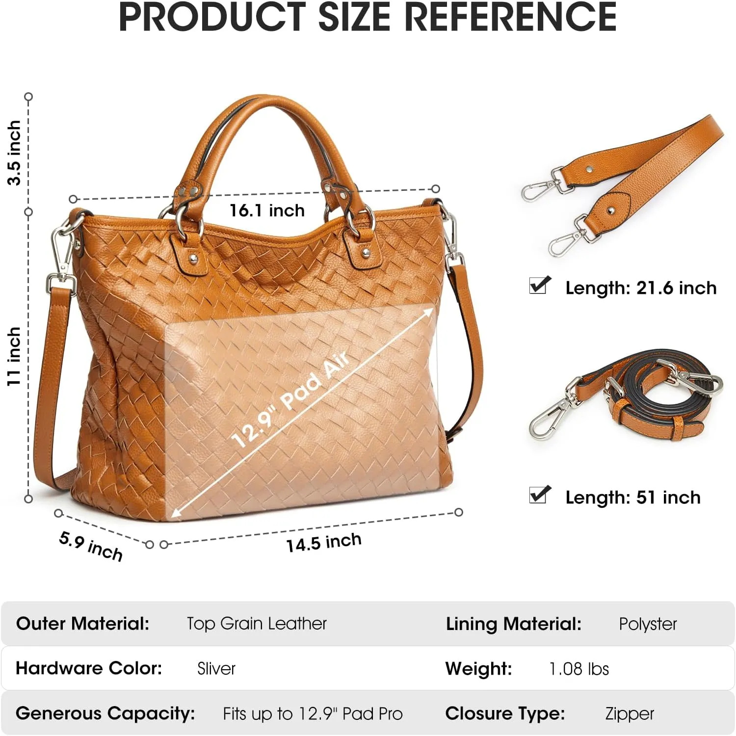 Kattee Woven Bag for Women, Leather Tote Bag Large Handbag and Purse Retro Handmade Shoulder Bag