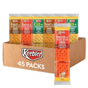 Keebler Sandwich Crackers, Single Serve Snack Crackers, Lunch Snacks, Variety Pack (45 Packs)