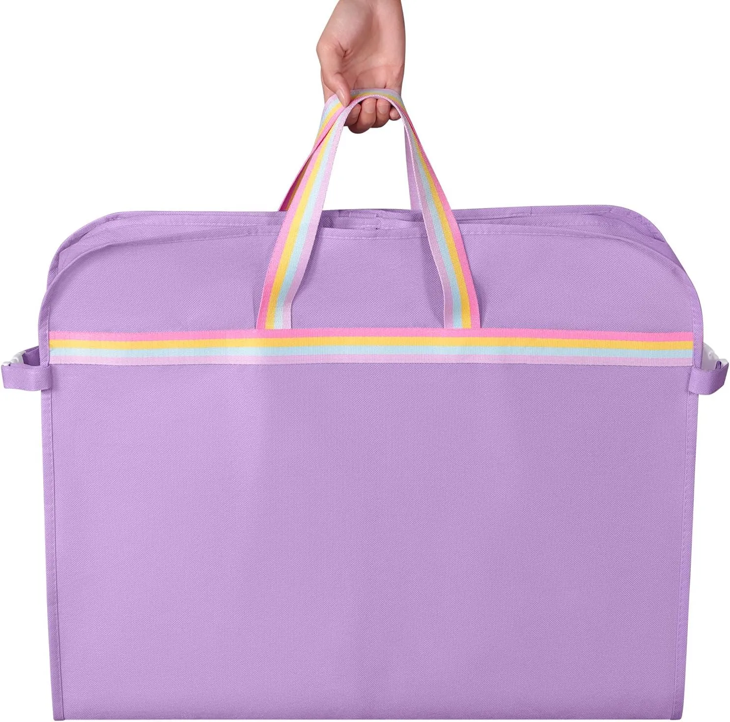 KEEGH Garment Bags for Dance Costumes 40 Inch, Kids Dance Costume Bag for Dancers with 3 Zipper Pockets, Transparent Window, Zipper Closure, Purple