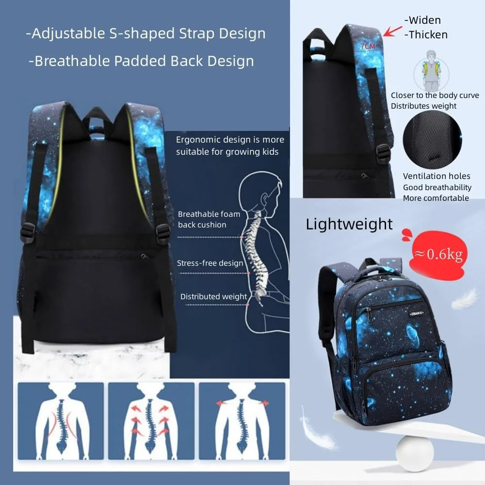Kids Backpack for Boys Girls Elementary School Backpacks Boys Children Bookbags Primary Kindergarten Backpack Galaxy Black Blue