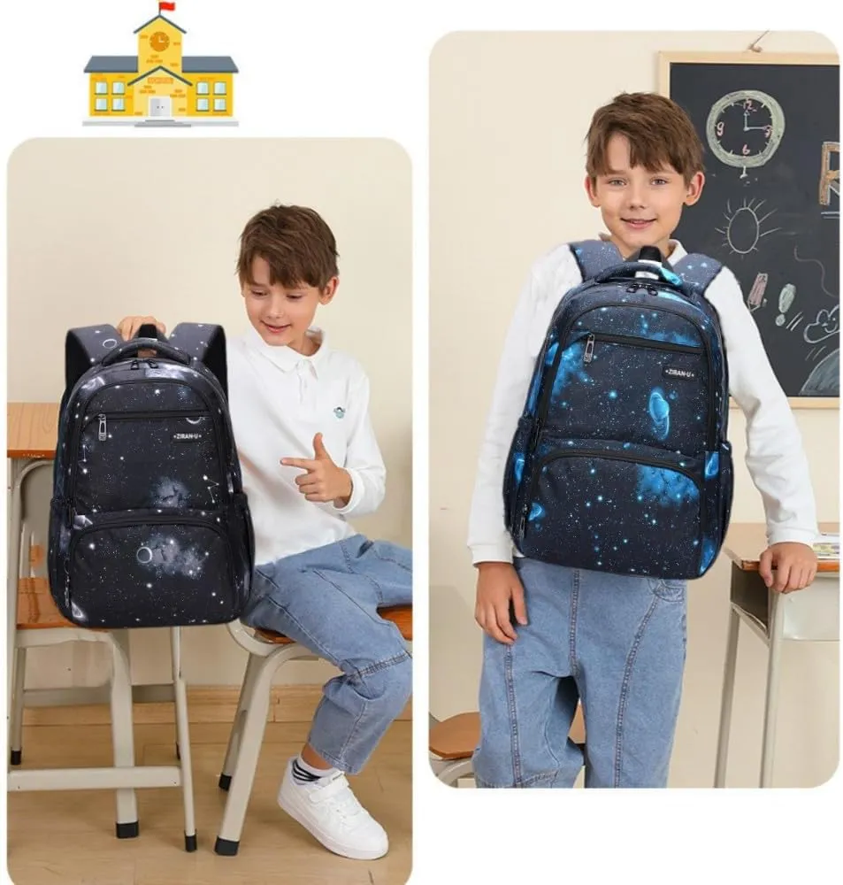 Kids Backpack for Boys Girls Elementary School Backpacks Boys Children Bookbags Primary Kindergarten Backpack Galaxy Black Blue