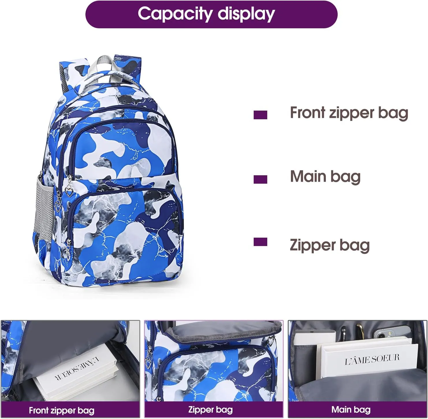 Kids Backpack for Boys Teens Bookbag for Elementary Primary Middle School with Lunch Box Set