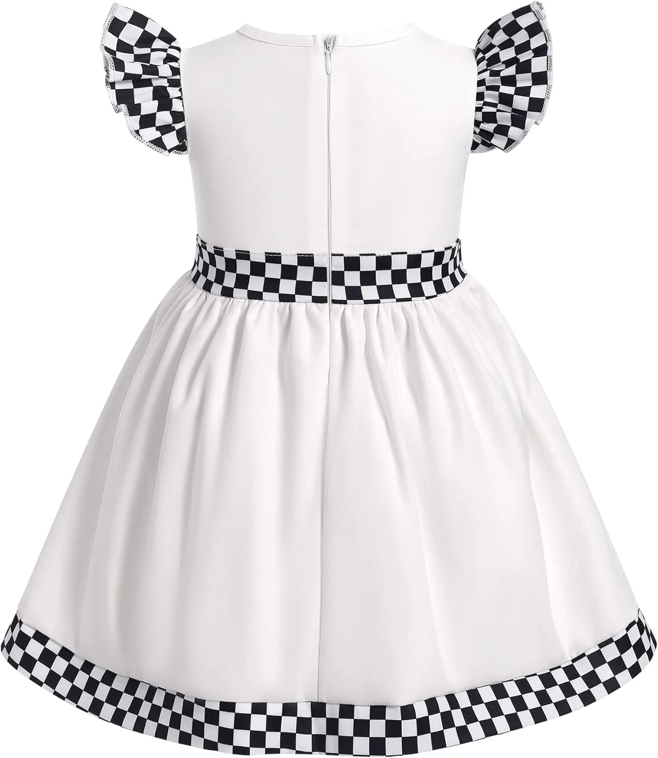 Kids Girls 1st 2nd Birthday Outfit Race Car Driver Costume Flutter Sleeve Ruffle Racer Dress Toddler Racing Suit Cake Smash