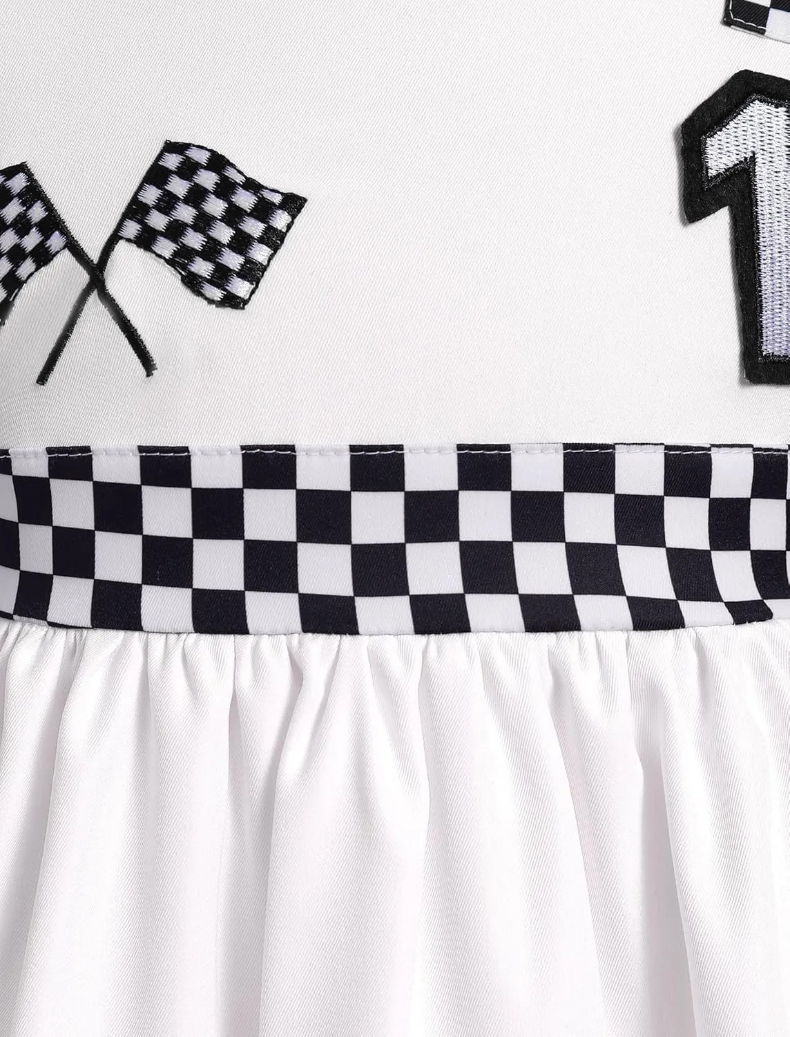 Kids Girls 1st 2nd Birthday Outfit Race Car Driver Costume Flutter Sleeve Ruffle Racer Dress Toddler Racing Suit Cake Smash