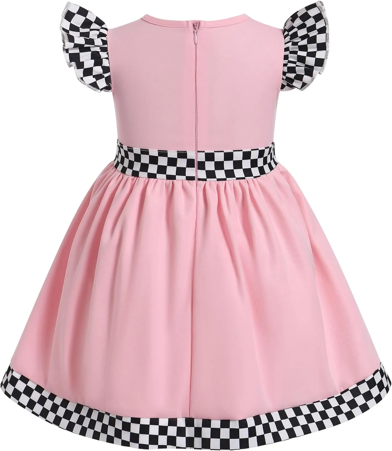 Kids Girls 1st 2nd Birthday Outfit Race Car Driver Costume Flutter Sleeve Ruffle Racer Dress Toddler Racing Suit Cake Smash