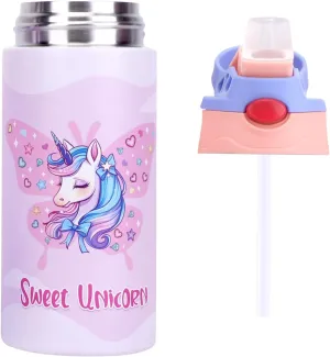 Kids Insulated Water Bottle, 360ml Stainless Steel Water Bottle, Double Wall Toddler Water Bottle, Water Bottles for Kids BPA-Free for School Boys Girls (1PCS pink unicorn), 209777