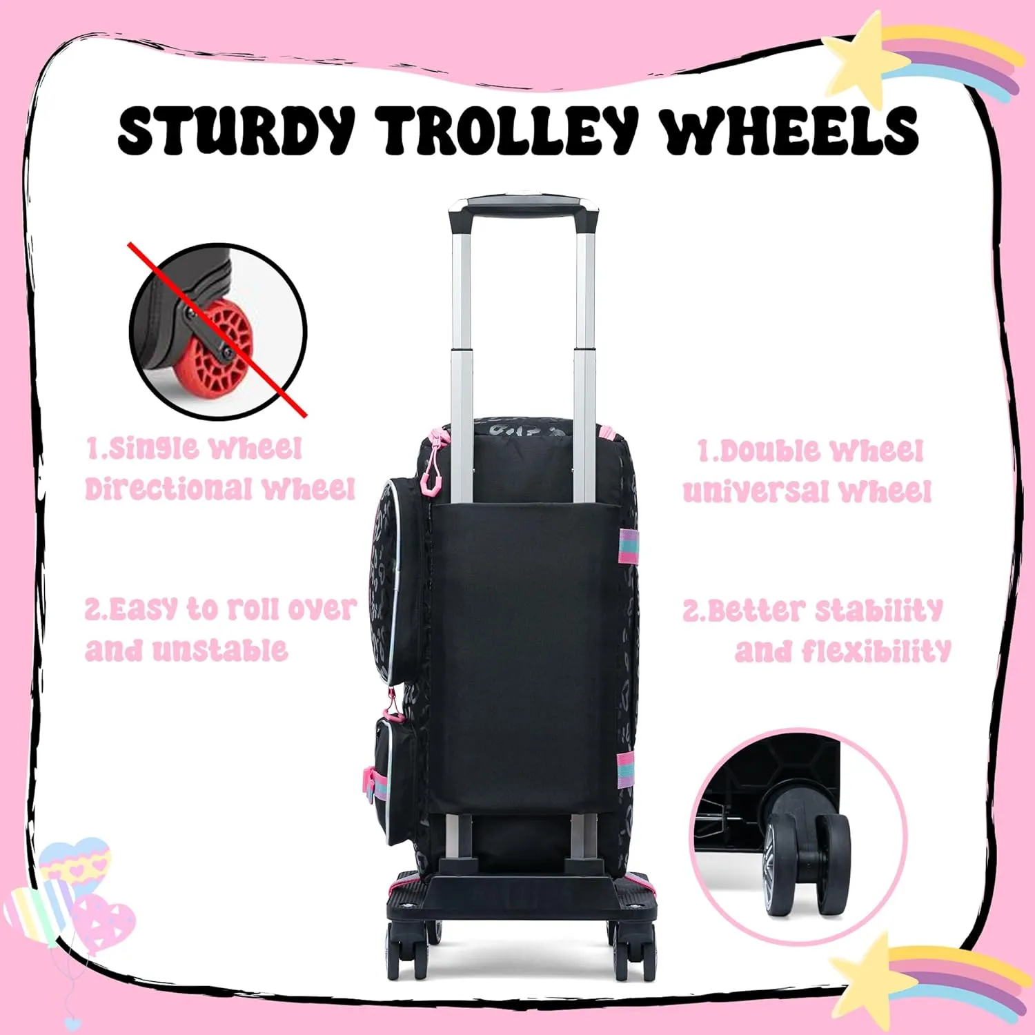Kids Rolling Duffle Bag with Wheels for Girls Overnight Bag with Makeup Bag Dance Bag for Girls Travel Bag with Travel Toiletry Bag Girls Luggage Bag for Travel