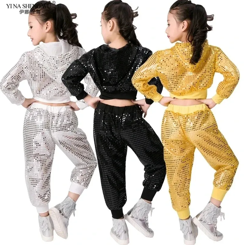Kids' Sequin Jazz Dance Costume Hip-Hop Street Performance Outfit Unisex