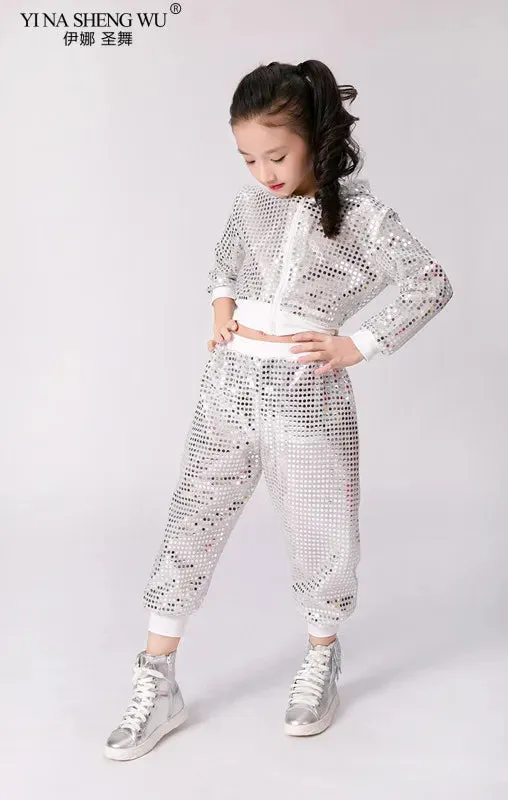 Kids' Sequin Jazz Dance Costume Hip-Hop Street Performance Outfit Unisex