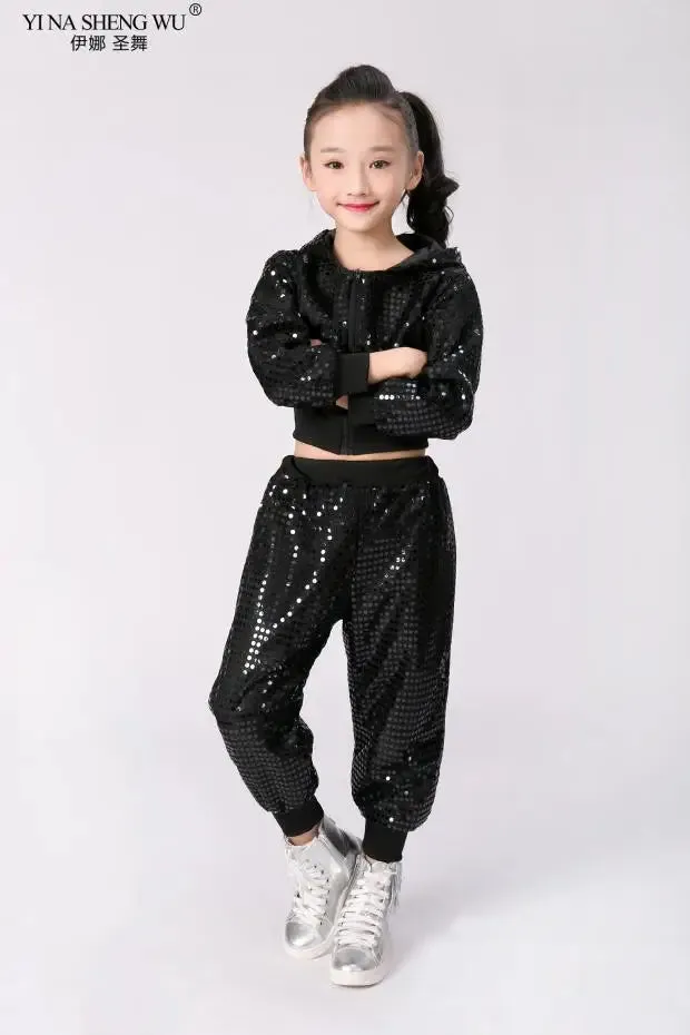 Kids' Sequin Jazz Dance Costume Hip-Hop Street Performance Outfit Unisex