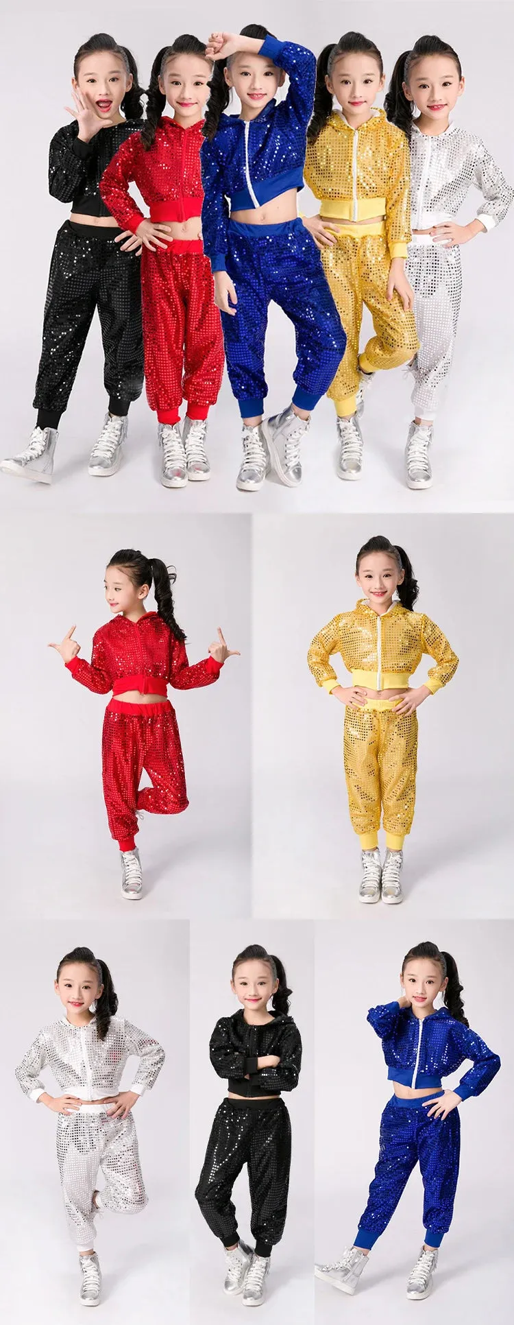 Kids' Sequin Jazz Dance Costume Hip-Hop Street Performance Outfit Unisex