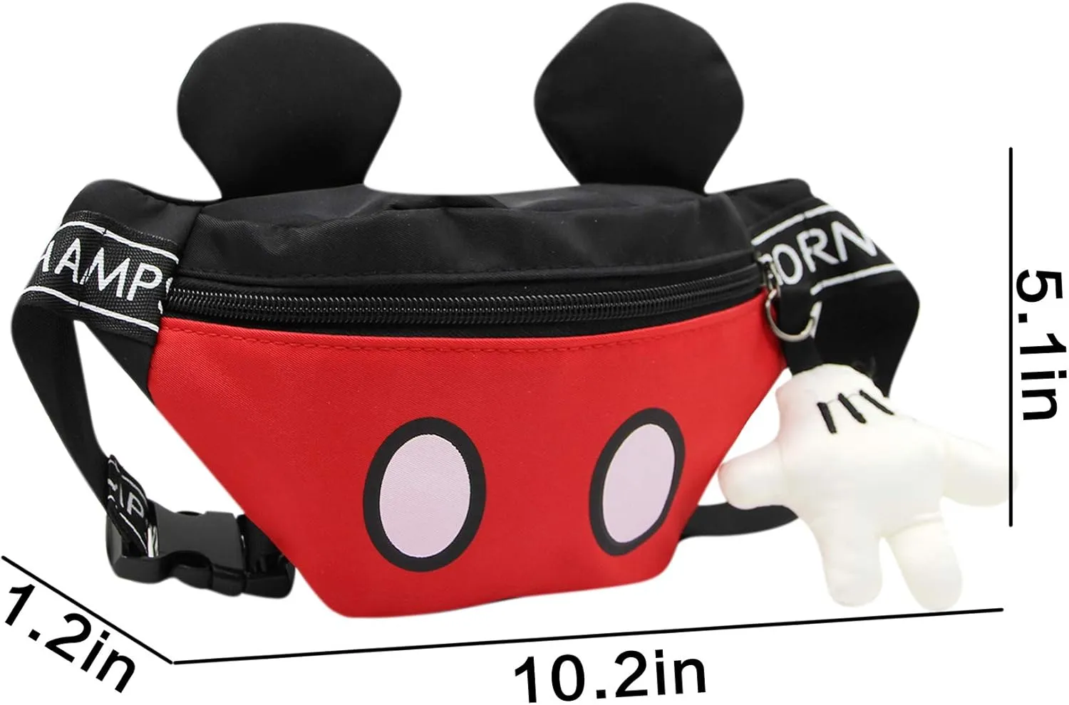 Kids Toddlers Cartoon Fanny Pack Waist Pack Cute Canvas Crossbody Purse Handbag with Mouse Ears for Boys Girls