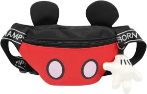 Kids Toddlers Cartoon Fanny Pack Waist Pack Cute Canvas Crossbody Purse Handbag with Mouse Ears for Boys Girls