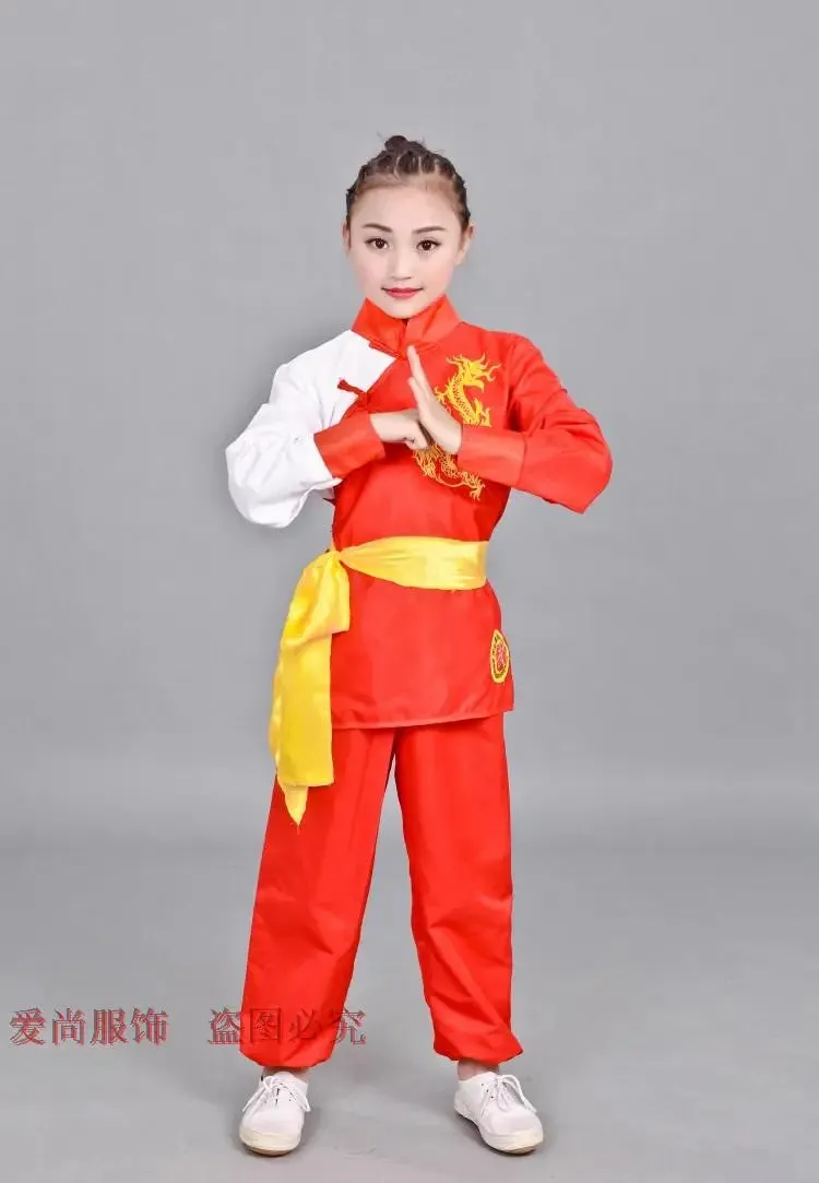 Kids Traditional Chinese Wushu Kung Fu Costume Set for Stage Performance