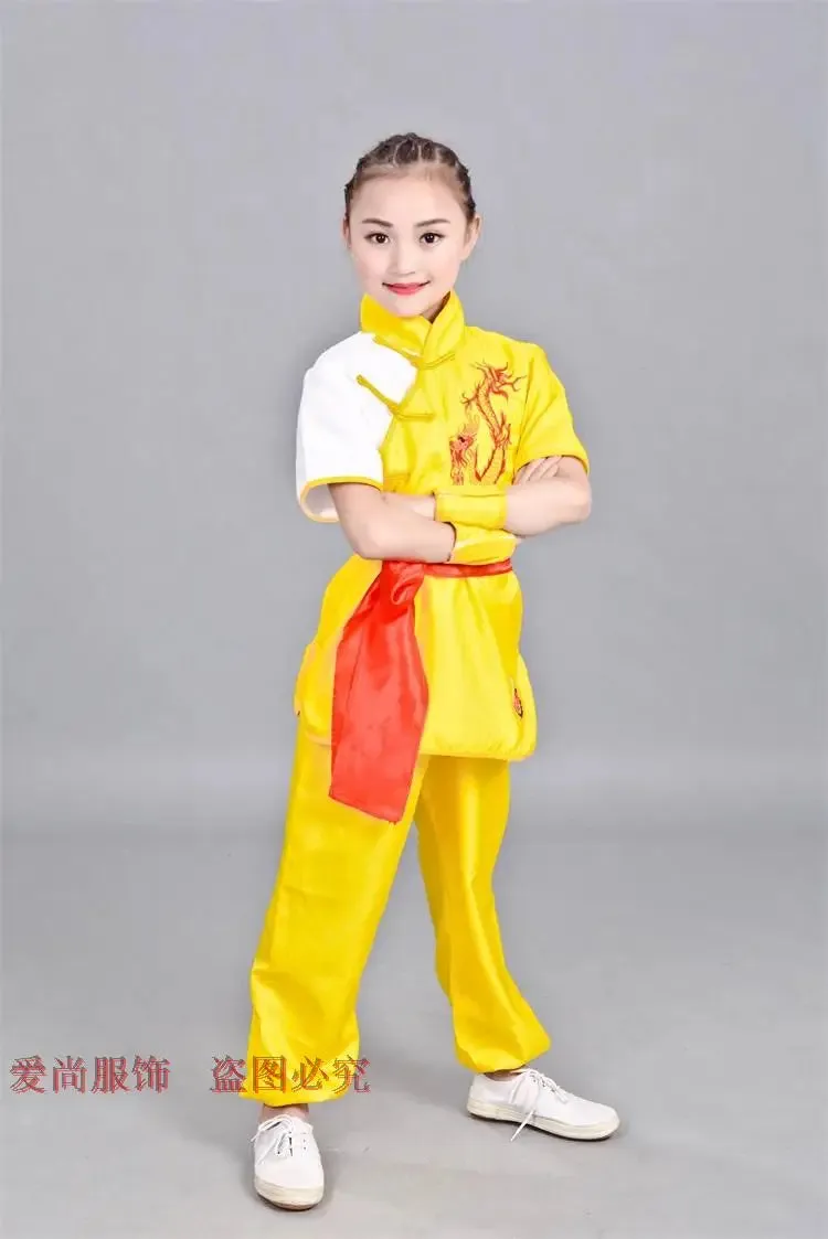 Kids Traditional Chinese Wushu Kung Fu Costume Set for Stage Performance