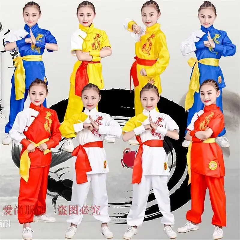 Kids Traditional Chinese Wushu Kung Fu Costume Set for Stage Performance