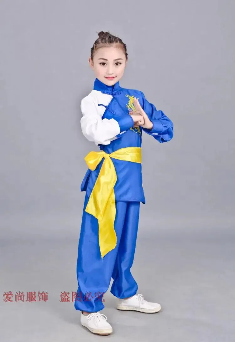 Kids Traditional Chinese Wushu Kung Fu Costume Set for Stage Performance