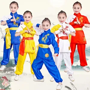 Kids Traditional Chinese Wushu Kung Fu Costume Set for Stage Performance