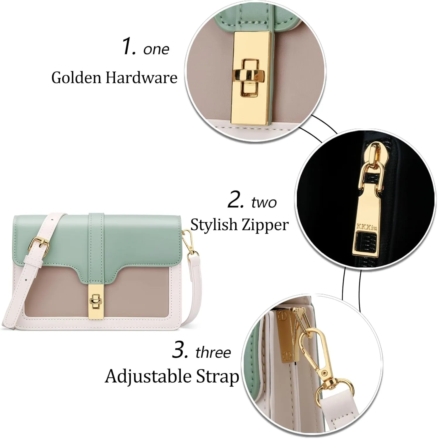 KKXIU Crossbody Bags for Women Trendy Vegan Leather Shoulder Purse with Adjustable Strap