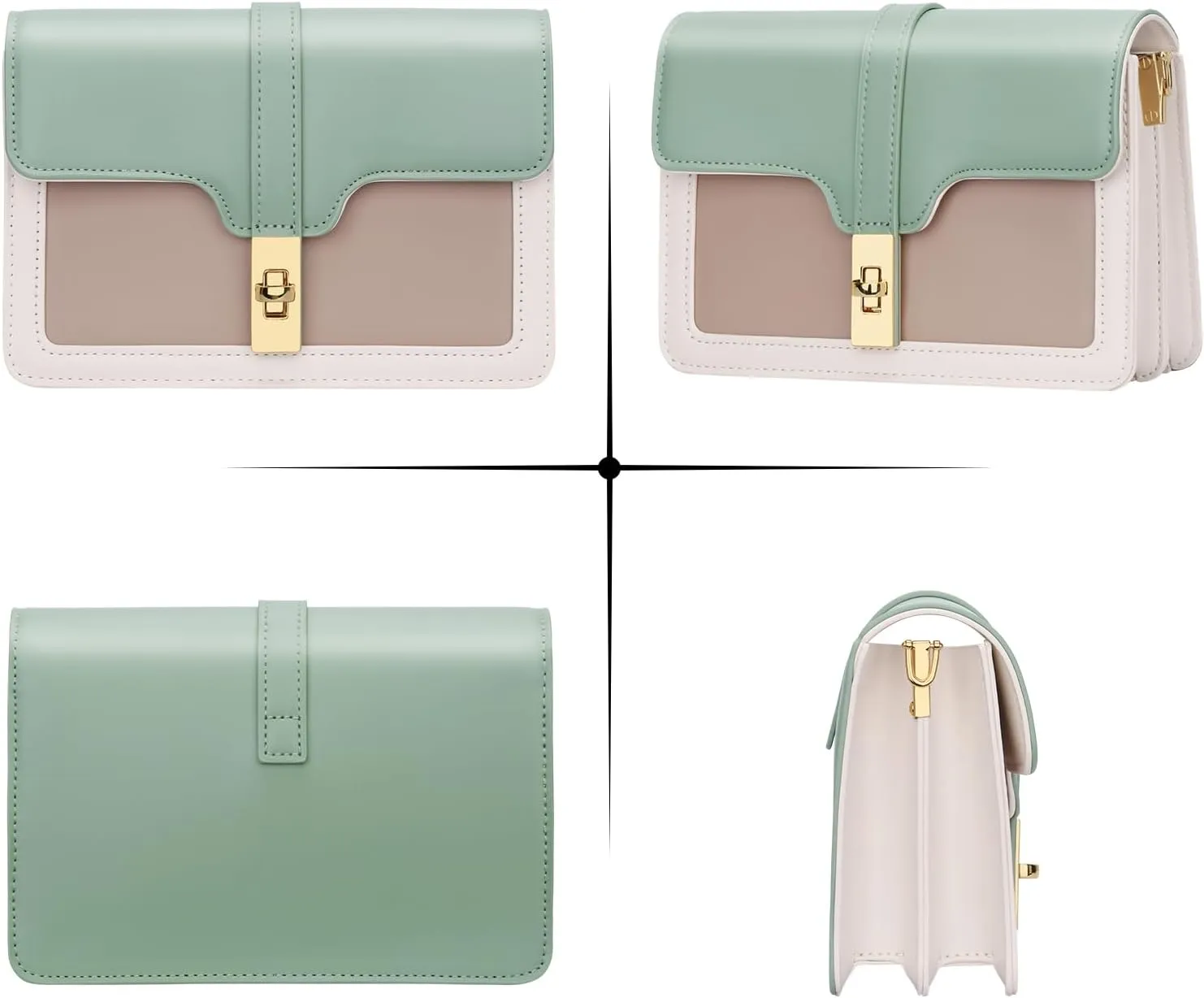 KKXIU Crossbody Bags for Women Trendy Vegan Leather Shoulder Purse with Adjustable Strap