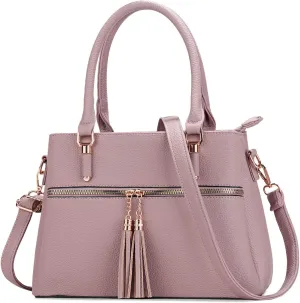 KKXIU Women Satchel Bags Handle Shoulder Handbags and Purses Pockets Zipper Leather Crossbody Bags