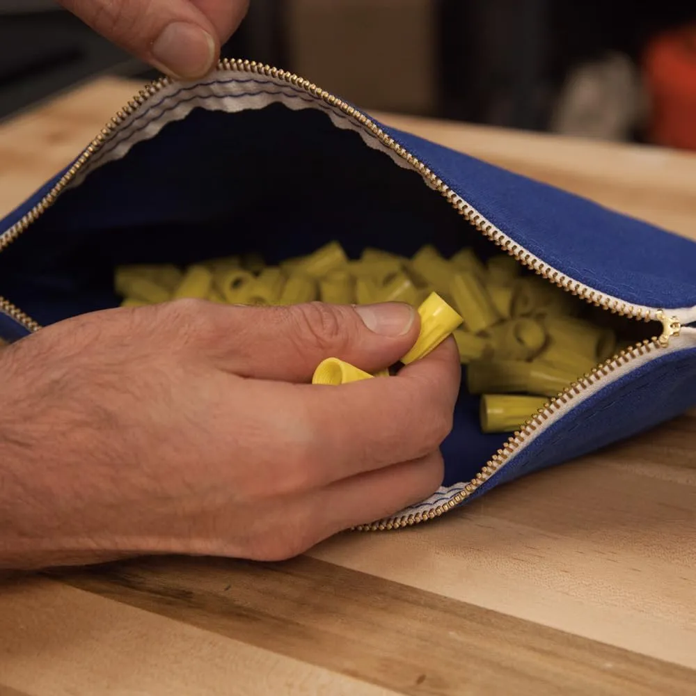 Klein Tools 5140 Canvas Zipper Bag, Tool Pouch, Bank Deposit Utility Bag, 12.5 x 7-Inch, Olive/Orange/Blue/Yellow 4-Pack
