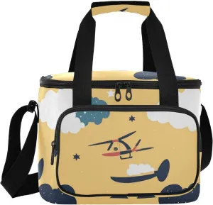 KLL Helicopter Stars Cloud Yellow Large Capacity Lunch Bag Thermal Crossbody Lunch Bag for Woman