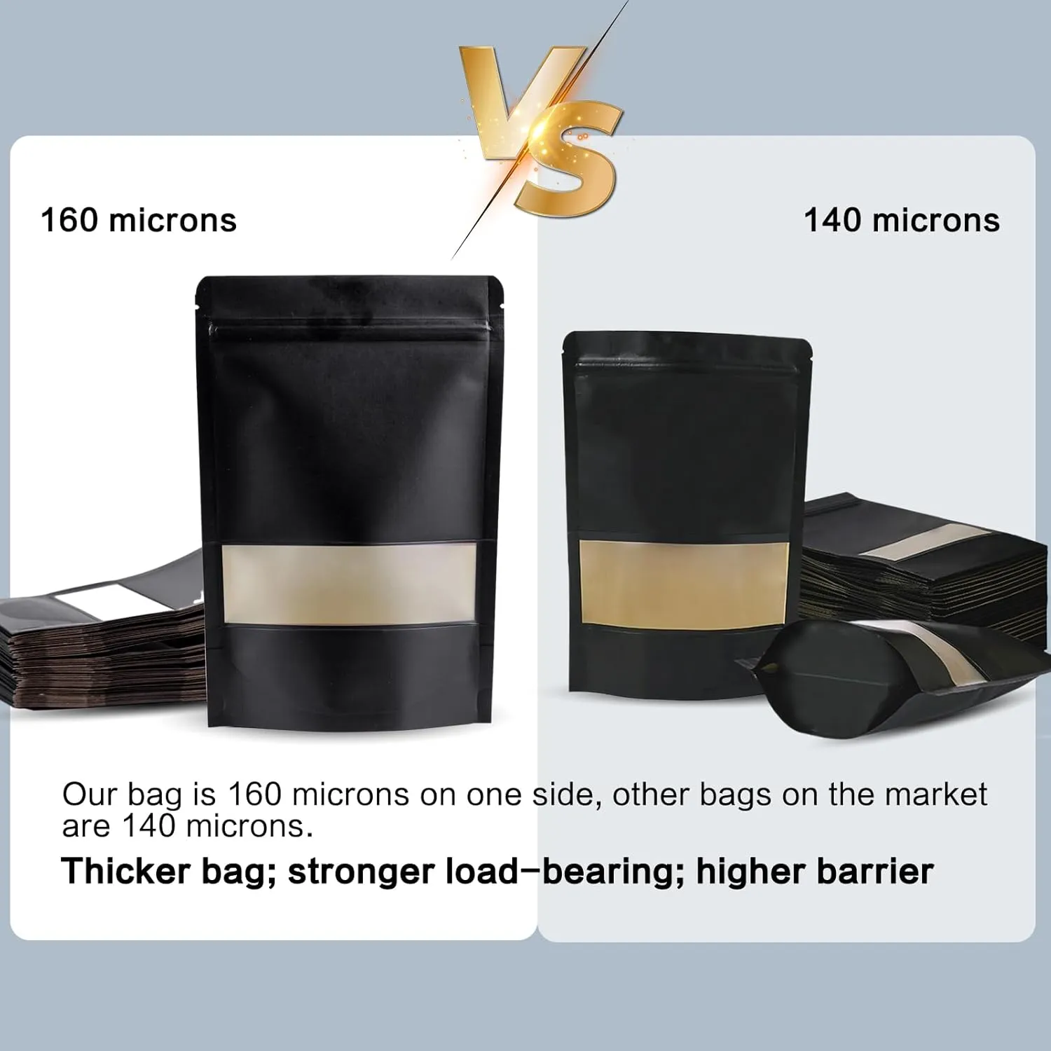 Kraft 100pcs Reusable Resealable Bags, 5.9"x8.6", Windowed & Stand Up, Ideal for Coffee, Beef Jerky & Wax Melts