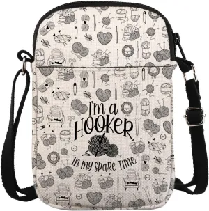 KUIYAI Knitting Crossbody Bag Yarn Lovers Shoulder Bag Crochet Gift