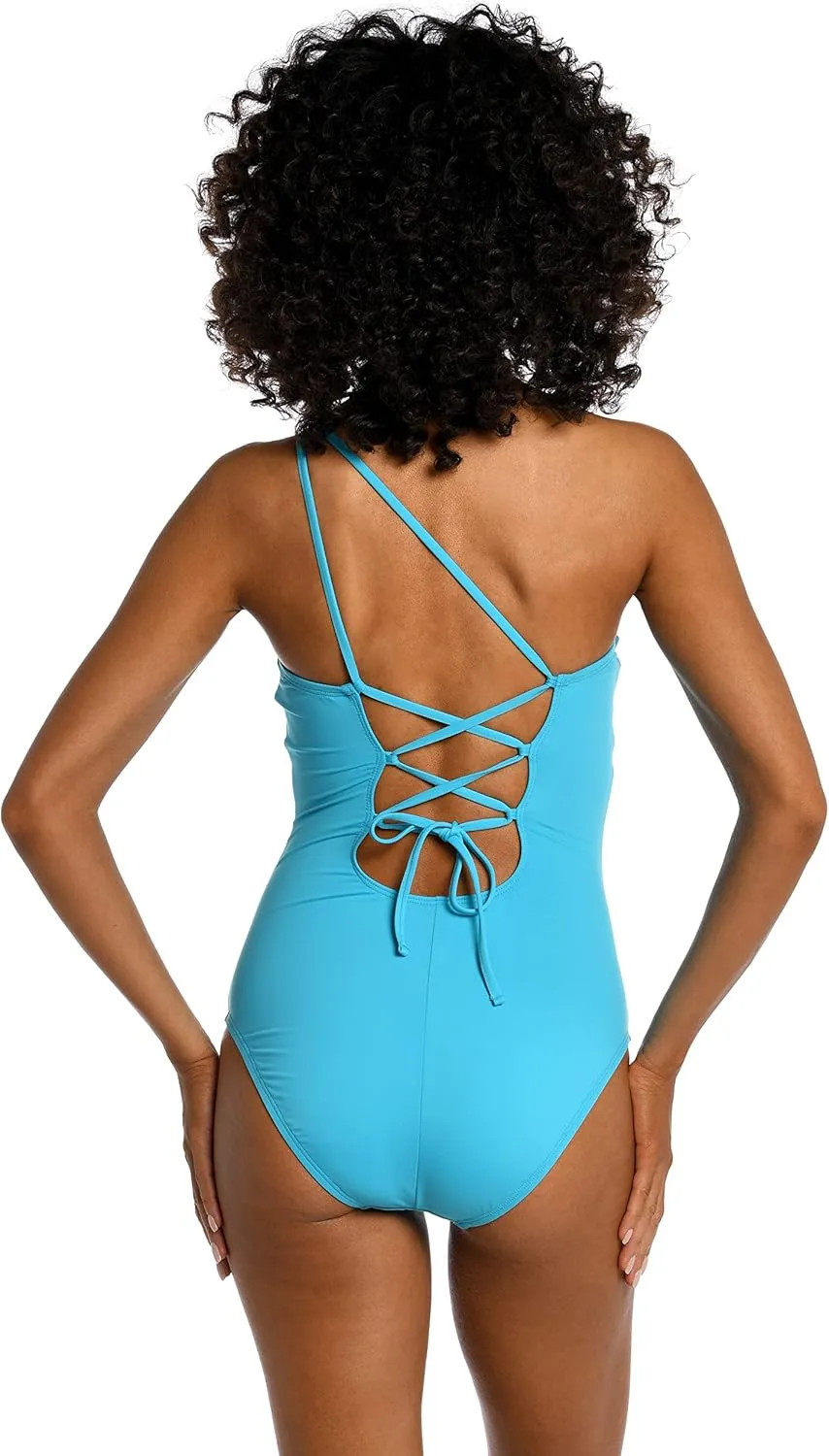 La Blanca Women's One Piece Swimsuit Single Shoulder Tummy Control Bathing Suit