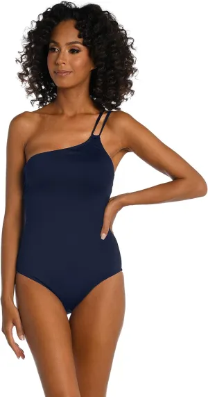 La Blanca Women's One Piece Swimsuit Single Shoulder Tummy Control Bathing Suit