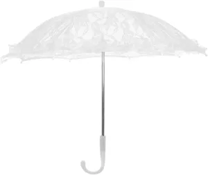 Lace Umbrella Parasol Floral White Umbrella Vintage Wedding Bridal Umbrella Photography Scene Props for Baby Shower Bridal Decorations Assorted Color A