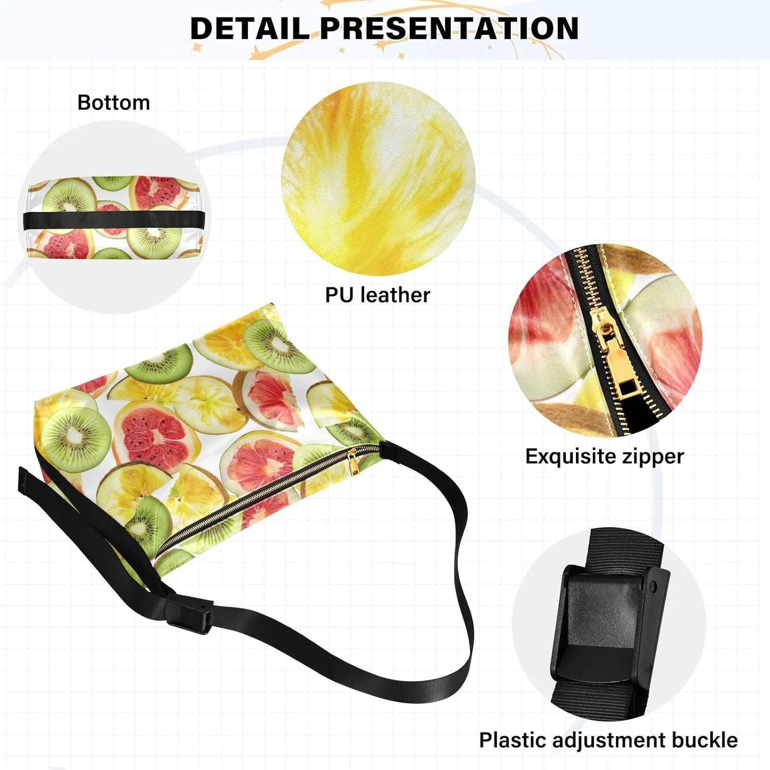 Ladies Purse Crossbody Trendy Womens Crossbody Sling Bag Large Shoulder Purse Funny Kumquat Fruit Purple