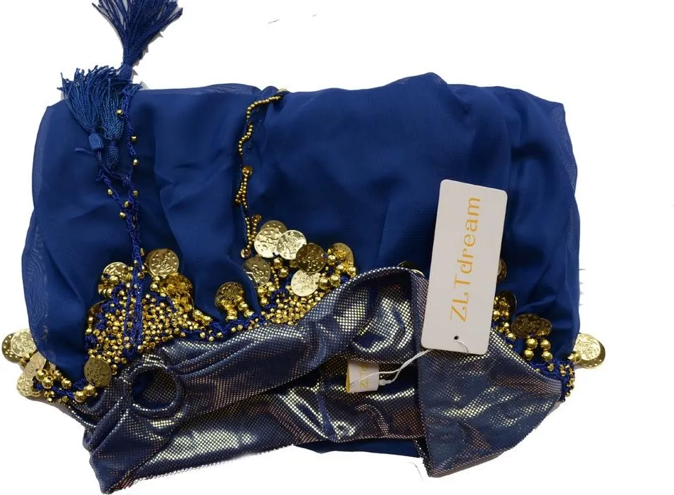 Lady's Belly Dance Chiffon Banadge Top and Lantern Coins Pants
