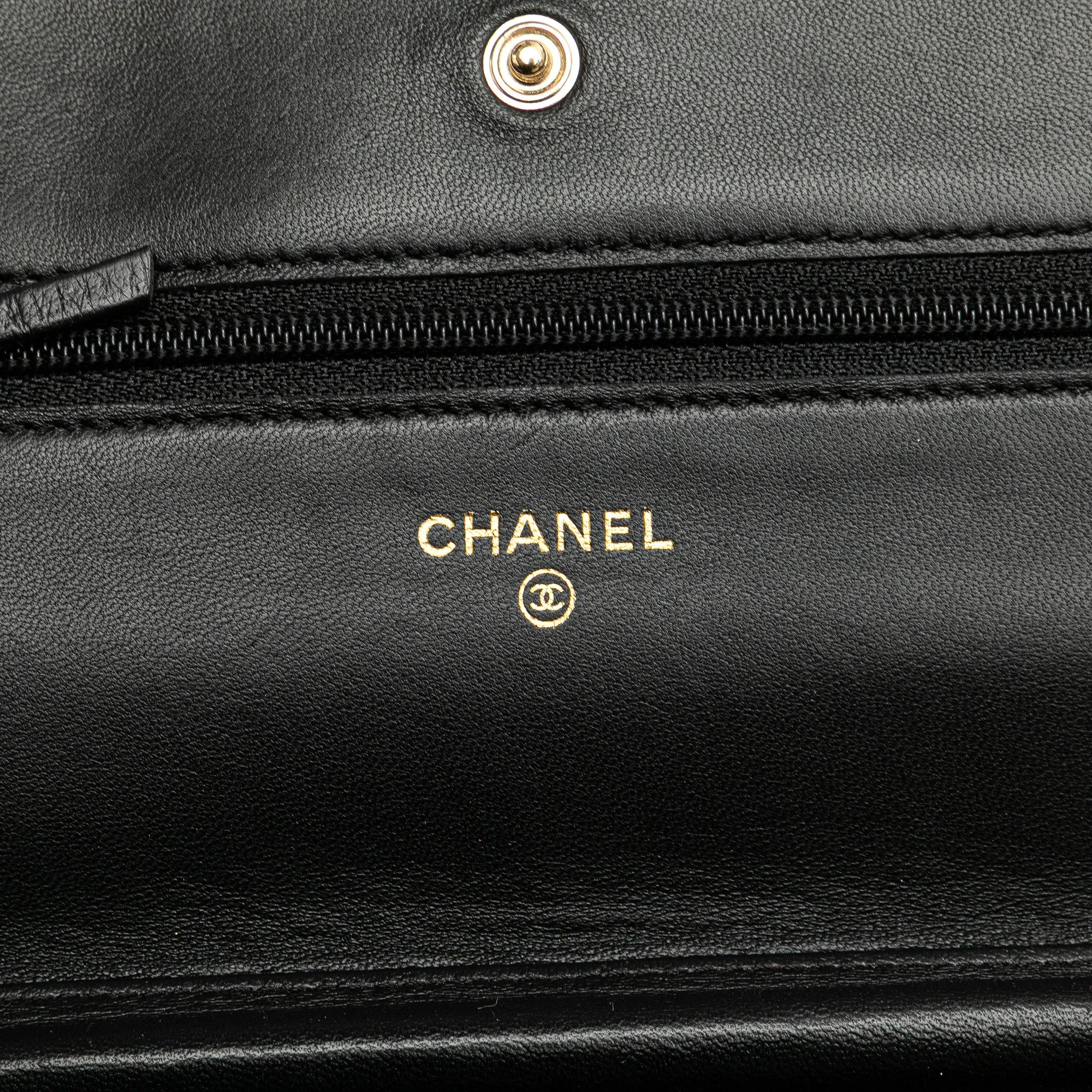 Lambskin Camellia Embossed Wallet On Chain