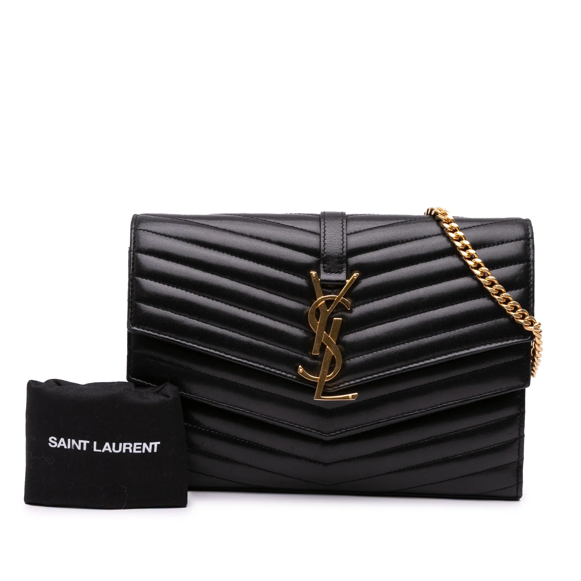 Lambskin Chevron Monogram Sulpice Chain Wallet