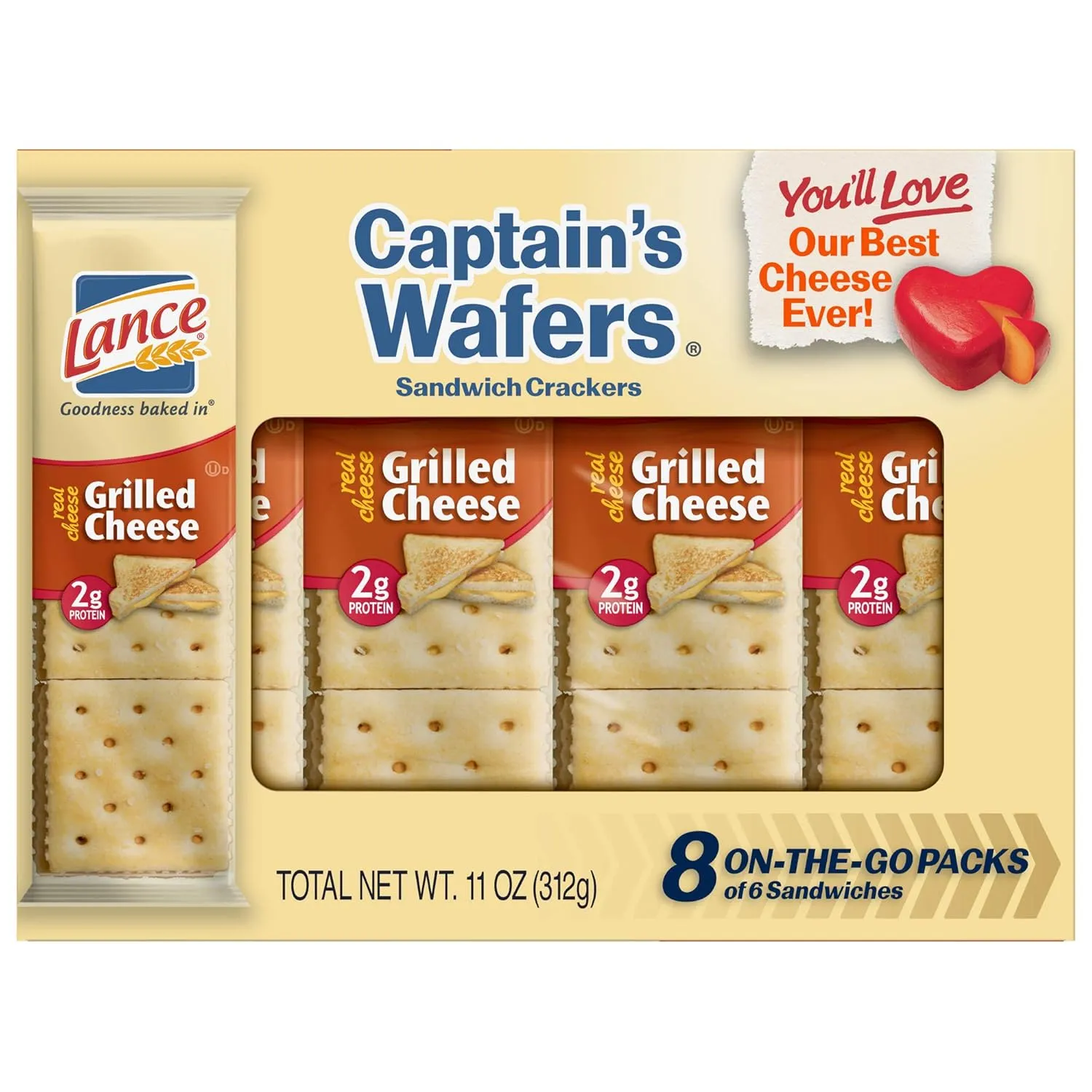 Lance Captain's Wafers Crackers Grilled Cheese - 3 Boxes of 8 Individual Packs